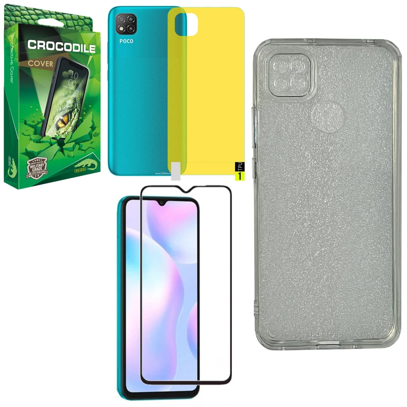کاور کروکودیل مدل CO-PC-AAA مناسب برای گوشی موبایل شیائومی Redmi 9C/Redmi 10A/Poco C31 به همراه محافظ صفحه نمایش و محافظ پشت گوشی