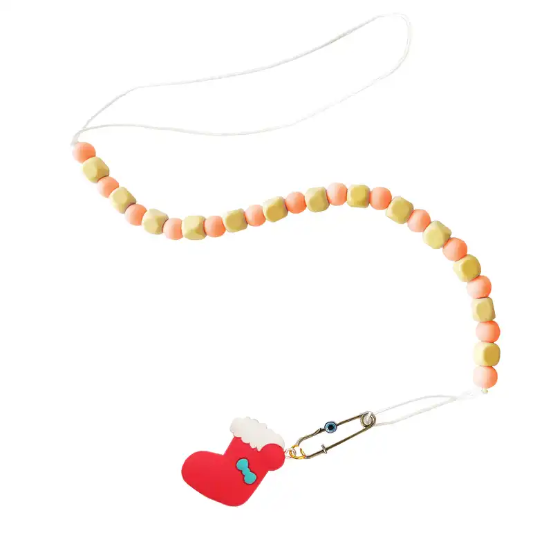 زنجیر پستانک مدل جوراب کریسمسی سیلیکونی