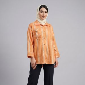 مانتو شومیزی روی باسن زنانه مدل راه راه کد 104