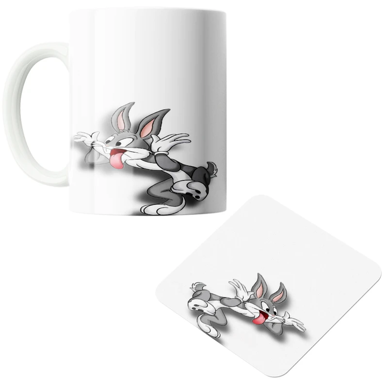 ماگ پاد آفرین مدل بانی بازیگوش کد 1 به همراه زیرلیوانی