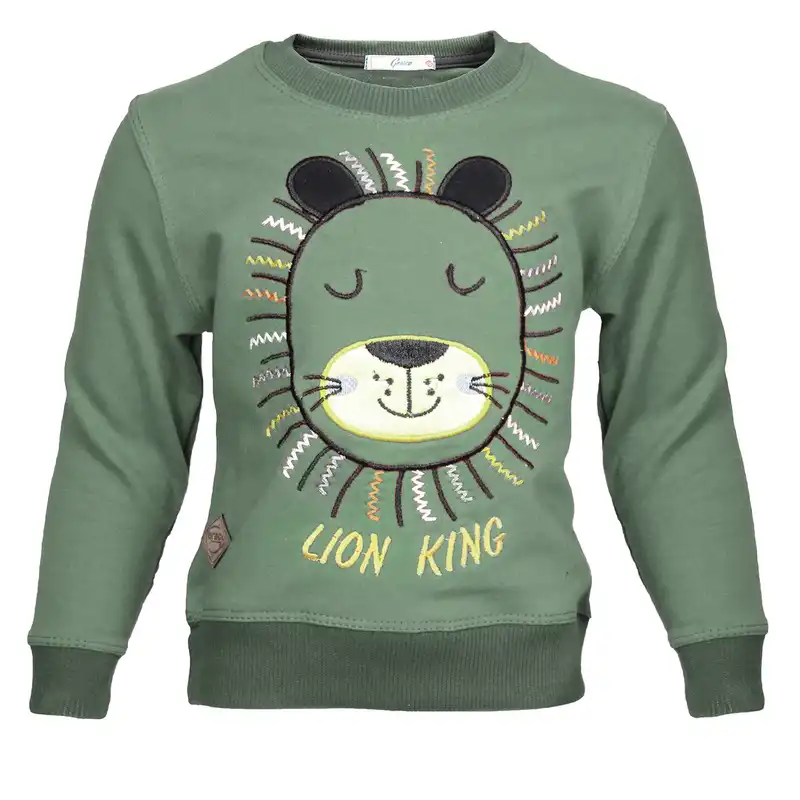 ست سویشرت و شلوار پسرانه مدل شیر رنگ سبز