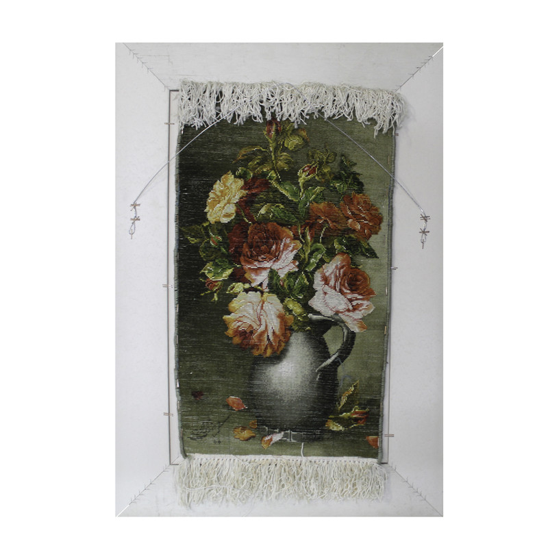 تابلو فرش دستباف مدل گل و گلدان کد 1 