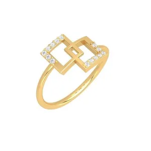 انگشتر طلا 18 عیار زنانه قیراط طرح مربع کد GH5972