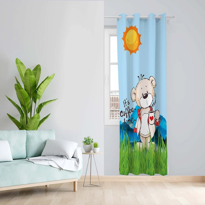 پرده طرح اتاق کودک مدل مخمل پانچی کد 1587 z سایز 140x200 سانتی متر