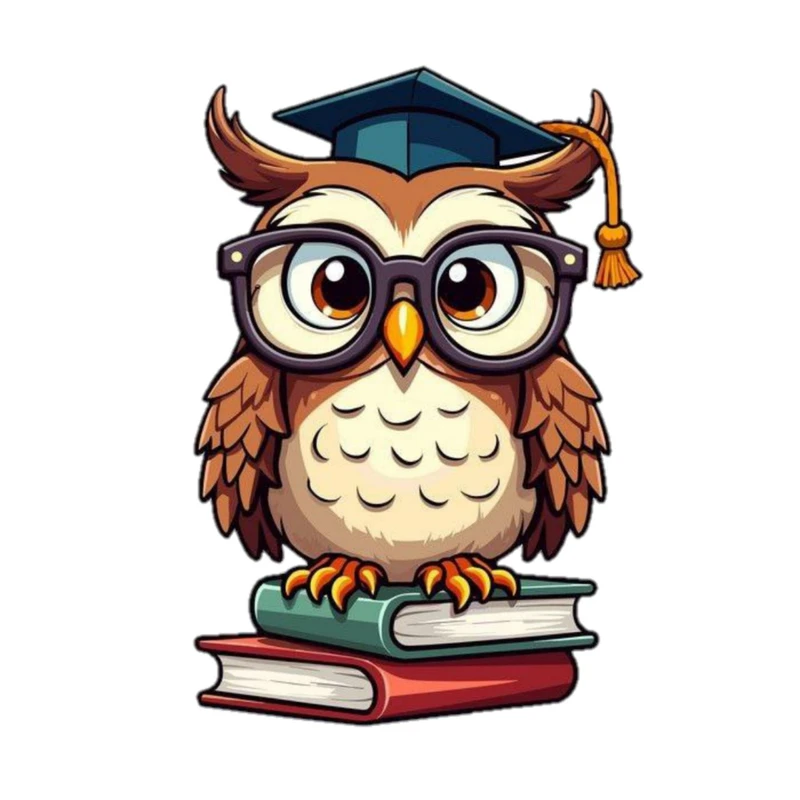 استیکر پارچه و لباس پاد آفرین مدل کارتونی جغد کتاب خوان بامزه جذاب کد 1792