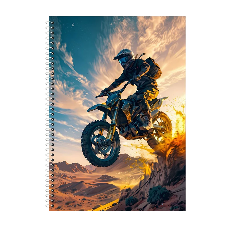 دفتر زبان 50 برگ آلبالو طرح موتورسیکلت کد 2072