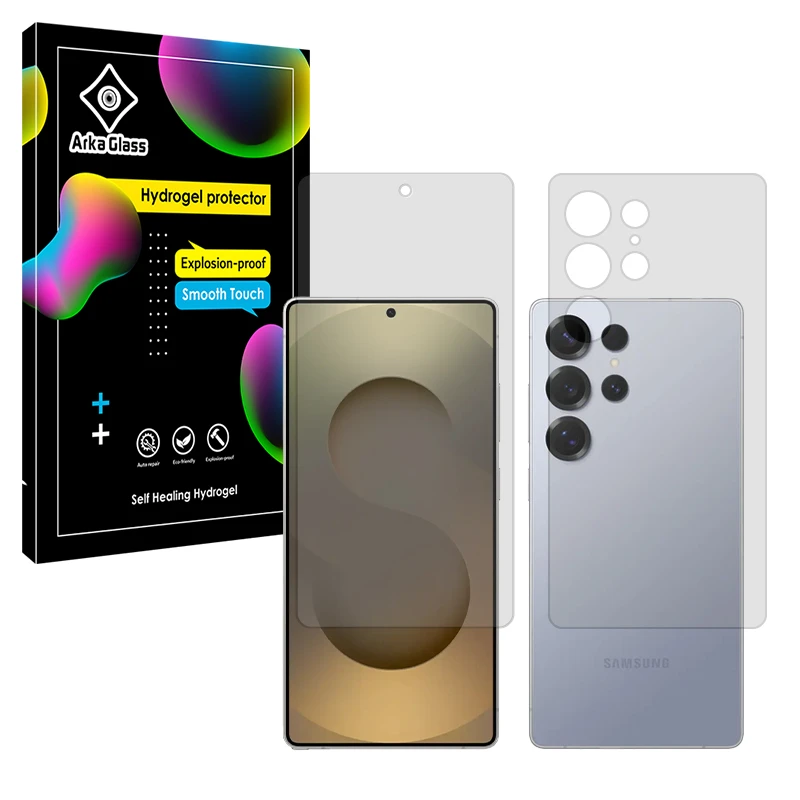 محافظ صفحه نمایش مات آرکا گلس مدل Tough مناسب برای گوشی موبایل سامسونگ Galaxy S25 Ultra به همراه محافظ پشت گوشی