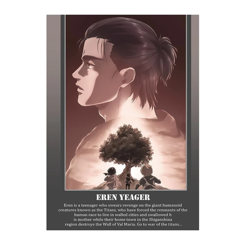 پوستر مدل انیمه اتک ان تایتان Attack on titan طرح ارن ییگر Eren Yeager کد 80