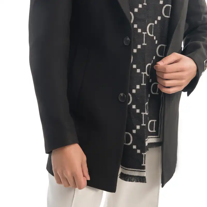 پالتو مردانه مدل فوتر یقه بلیزر 3-3 رنگ مشکی