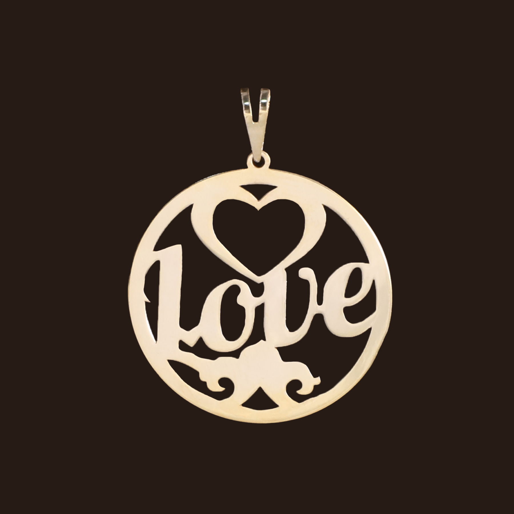 آویز گردنبند طلا 18 عیار زنانه آمانژ مدل LOVE کد D9841