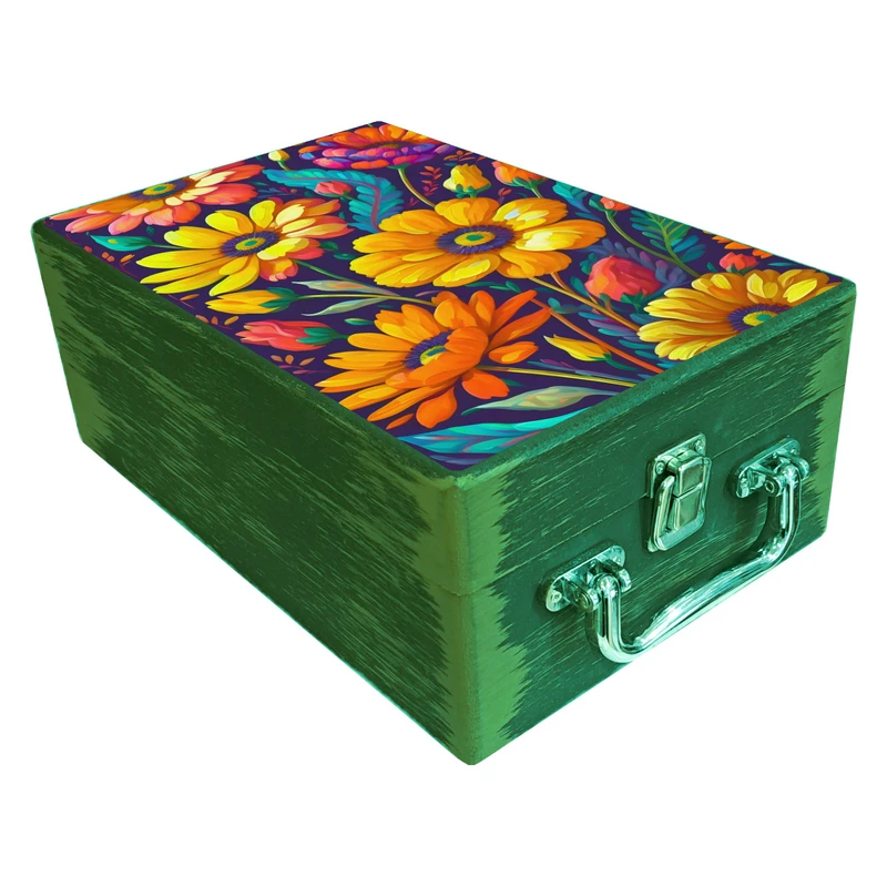  جعبه هدیه مدل چمدان چوبی طرح بهاری کد WS710