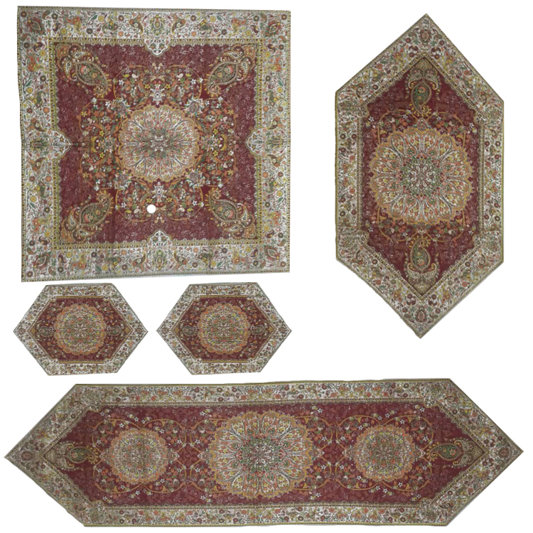 ست پنج تکه رومیزی ترمه طرح افشار کد ZERE