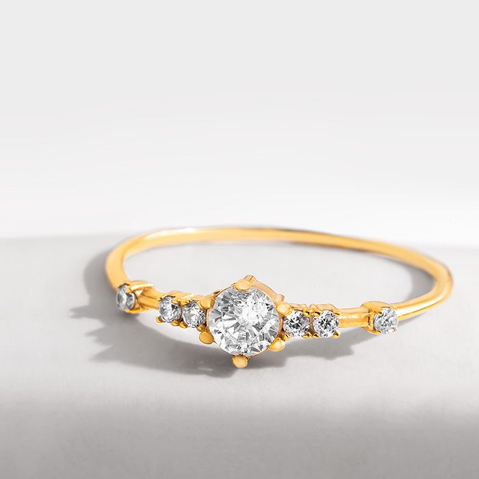 انگشتر طلا 18 عیار زنانه ماوی گالری مدل تک سنگ نگینی سایز 55 -  - 4