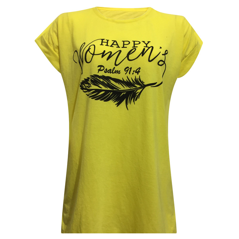تی شرت آستین کوتاه زنانه مدل پر سرخپوستی کد tm-1927 رنگ زرد