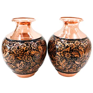 گلدان مسی مدل الماس تراش طرح بلونی کد 24p17 بسته 2 عددی