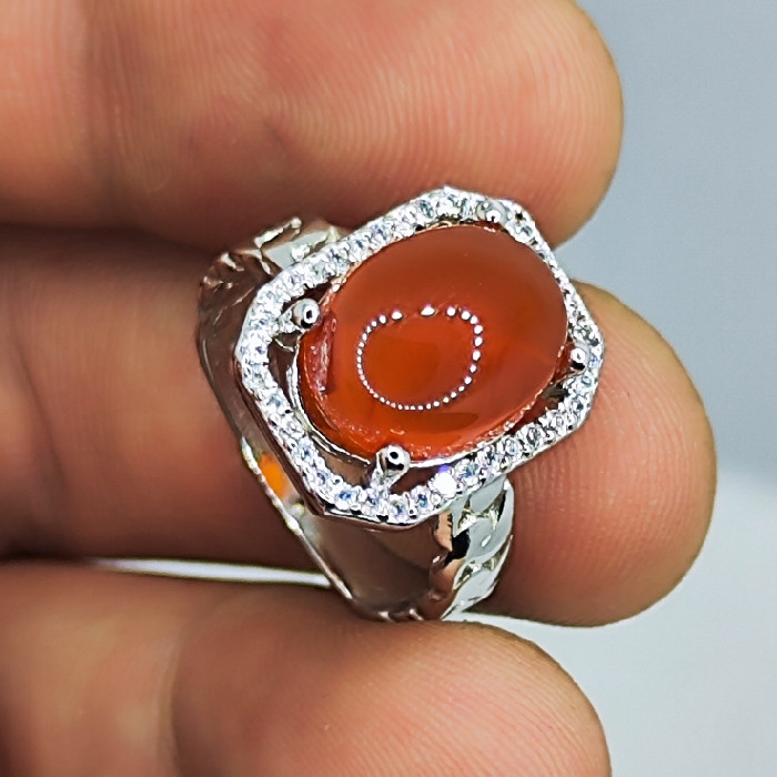 انگشتر نقره زنانه نقره جات بافندگان مدل عقیق یمانی کد 25