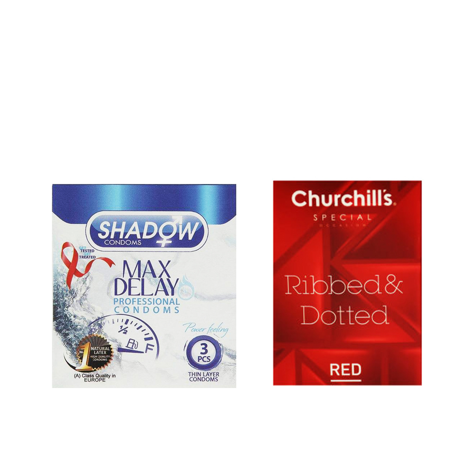 کاندوم شادو مدل Max Delay بسته 3 عددی به همراه کاندوم چرچیلز مدل Hot Gel بسته 3 عددی