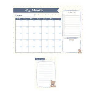 کاغذ یادداشت مدل برنامه ریزی ماهانه و روزانه to do list طرح خرس پاپیونی مجموعه 2 عددی