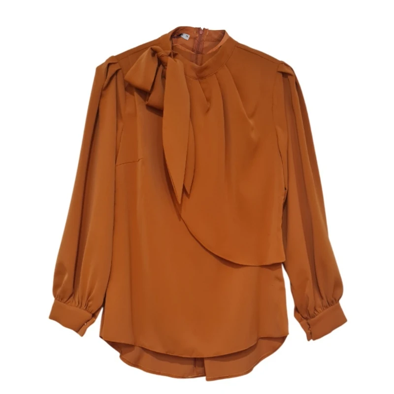 بلوز آستین بلند زنانه مدل کرپ یقه گره ای کد ۴