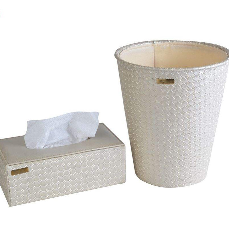 ست سطل و جای دستمال کاغذی مدل چرم