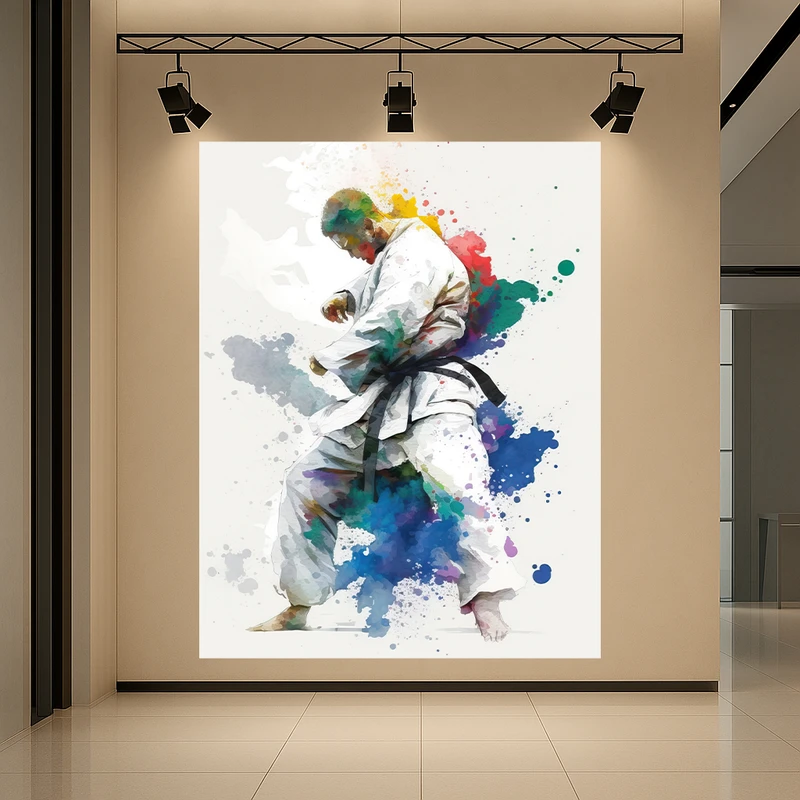 پوستر پارچه ای طرح مخمل آبرنگ رزمی مدل کاراته کد AR3059442