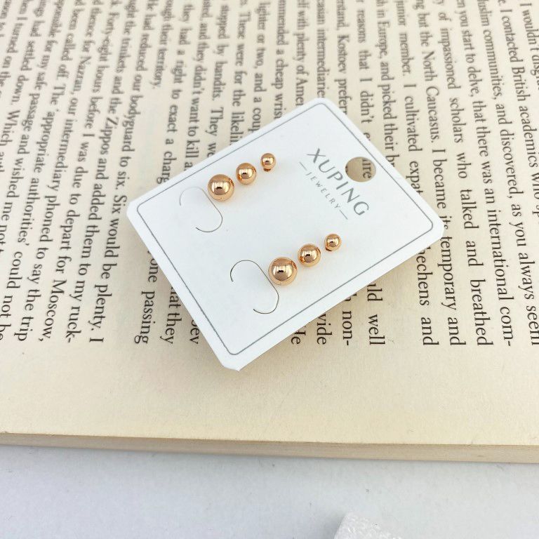 گوشواره زنانه ژوپینگ مدل توپی کد E4238 مجموعه 3 عددی -  - 2