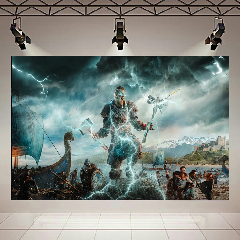 تابلو بوم طرح گیم مدل Assassins Creed Valhalla کد AR2435