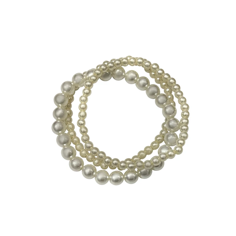 دستبند مهره ای زنانه سیکس مدل مروارید بسته سه عددی