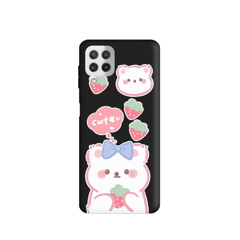 کاور طرح خرس توت فرنگی کد FF361 مناسب برای گوشی موبایل سامسونگ Galaxy A22 4G