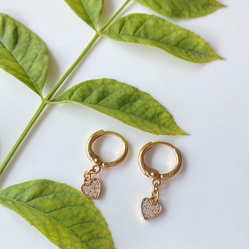 گوشواره زنانه ژوپینگ مدل قلب نگینی حلقه ای