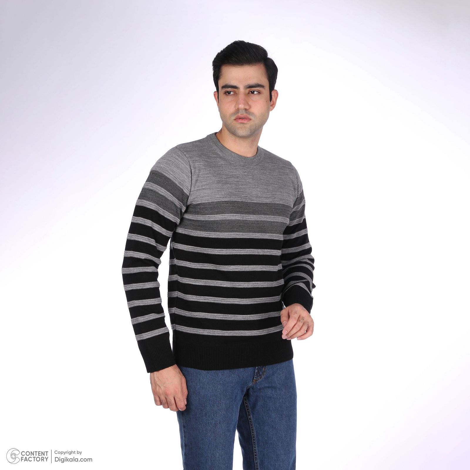 پلیور مردانه تریکو پاییزان مدل H700 یقه گرد رنگ مشکی -  - 2