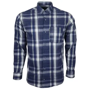 پیراهن آستین بلند یقه برگردان مردانه مدل چهارخانه کش جیبدار کلاسیک 4