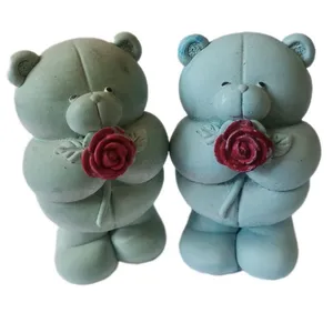 مجسمه مدل خرس گل دار بسته 2 عددی