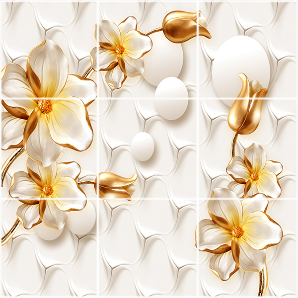 تایل سقفی آسمان مجازی طرح گل کد 3D1869-9 سایز 60x60 سانتی متر مجموعه 9عددی