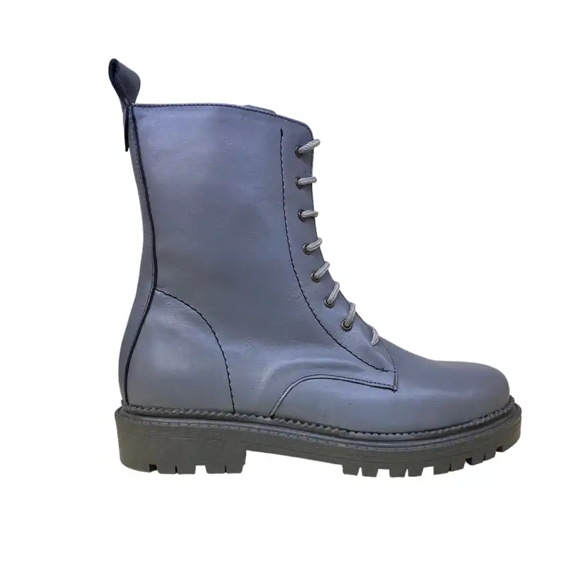 نیم بوت زنانه مدل سربازی سافتی چرم طبیعی رنگ طوسی