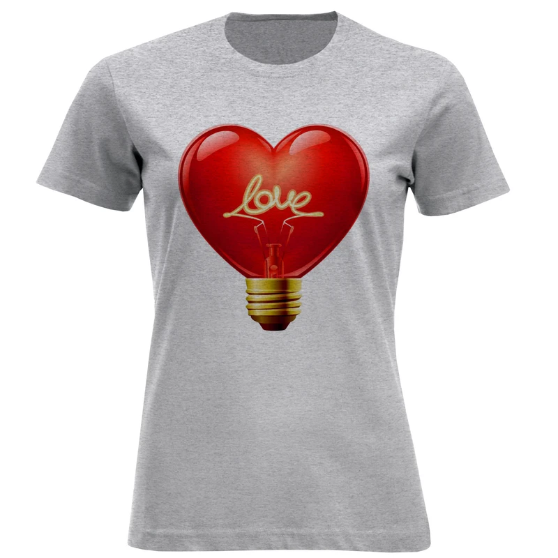 تی شرت آستین کوتاه زنانه مدل لامپ قلب F796