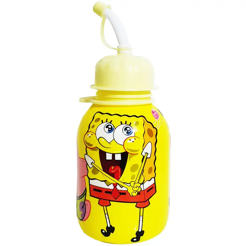 لیوان کودک مدل نی دار طرح باب و پلنگ صورتی مجموعه 2 عددی