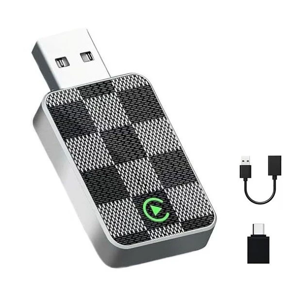 کارپلی و اندروید اتو مدل Wireless CarPlay/Android Auto به همراه مبدل USB به USB-C و کابل افزایش طول USB
