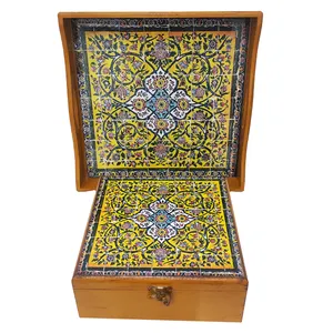 جعبه پذیرایی طرح کاشی کد 3020 به همراه سینی