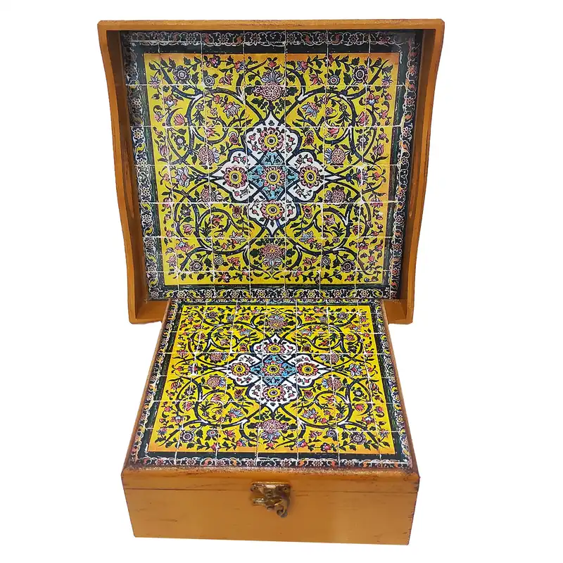 جعبه پذیرایی طرح کاشی کد 3020 به همراه سینی