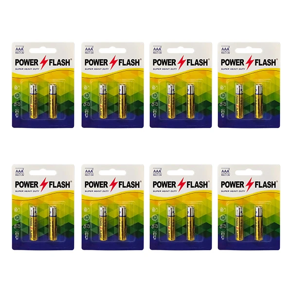 باتری نیم قلمی پاور فلش مدل Heavy Duty بسته 16 عددی