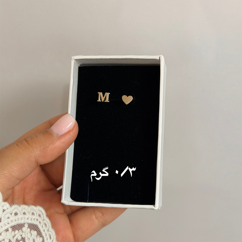 گوشواره طلا 18 عیار زنانه کرابو طرح مای لاو مدل Kr5243 - 3