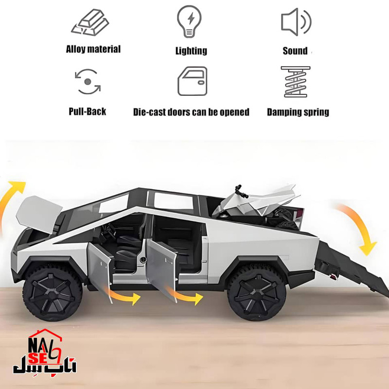 ماشین بازی ناب سل مدل تسلا سایبر تراک کد cybertruck  به همراه موتور چهارچرخ