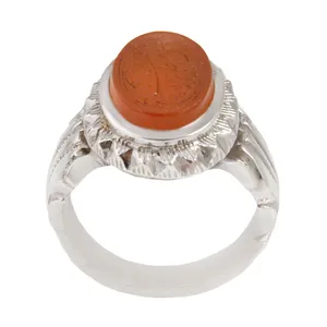 انگشتر نقره مردانه بازرگانی میلادی مدل سنگ عقیق یمنی الهم صل علی محمد و آل محمد رکاب دست ساز کد AM_1723