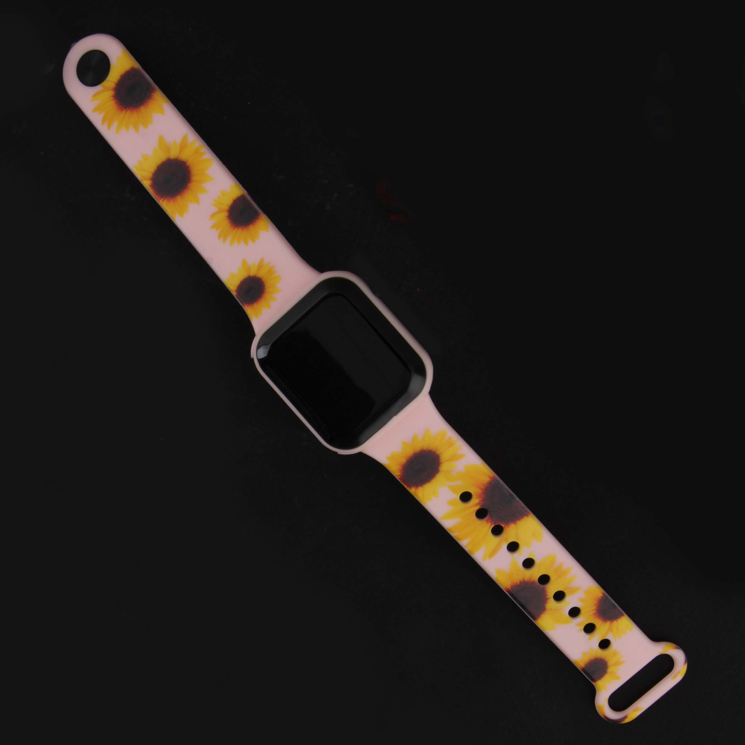 ساعت مچی دیجیتال زنانه مدل بند سیلیکونی طرحدار فانتزی افتابگردون کد WHW_307