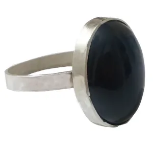 انگشتر نقره مردانه مدل عقیق کد M01 رنگ مشکی