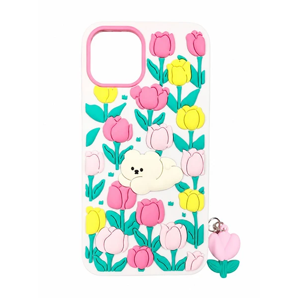 کاور طرح گل و خرس مناسب برای گوشی موبایل اپل iPhone 12 Pro Max به همراه آویز