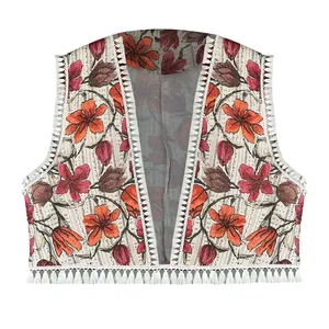 وست زنانه مدل نخی گلدار کد AK1202