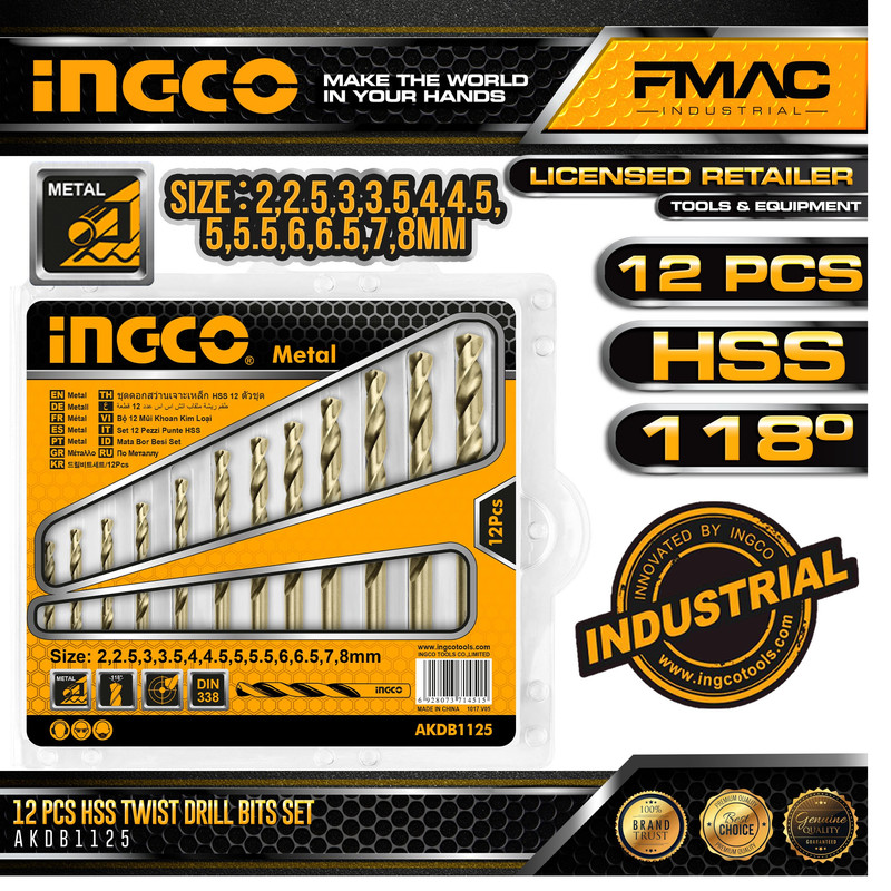 مته آهن اینکو مدل AKDB1125 مجموعه 12 عددی مته آهن اینکو مدل AKDB1125 مجموعه 12 عددی