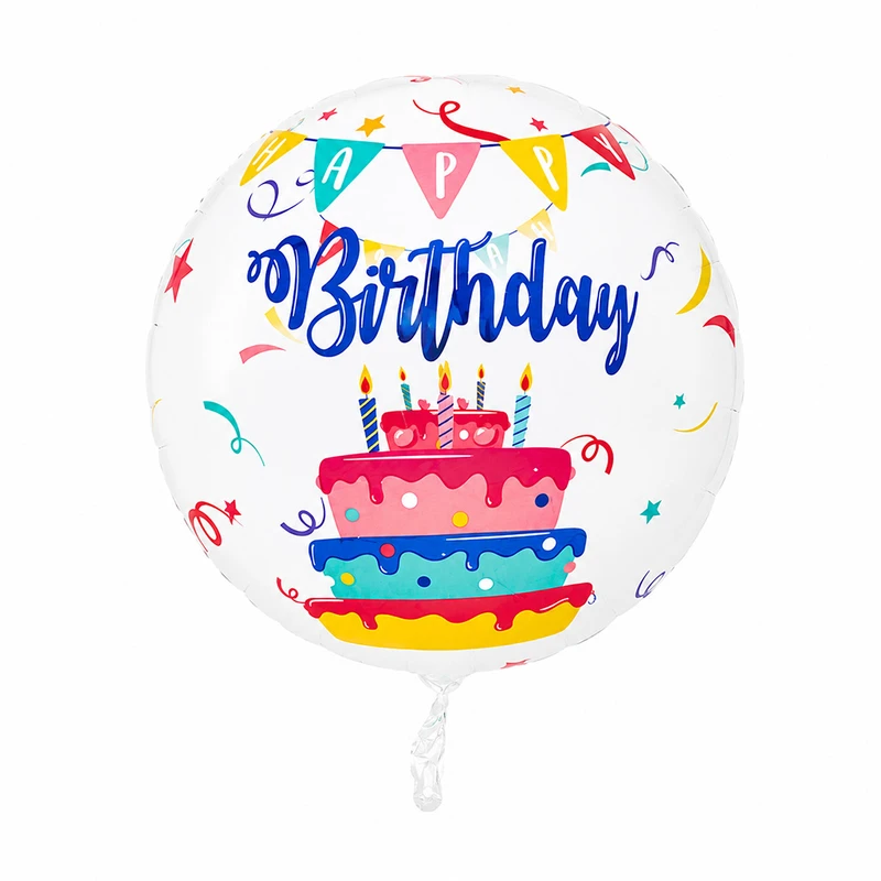 بادکنک فویلی مدل گرد کیک تولد Happy Birthday کد KP-HBD-49